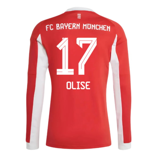 2025-2026 Bayern Munich Long Sleeve Home Shirt (Olise 17)-SoccerKits Hub | Buy Soccer Jerseys Online